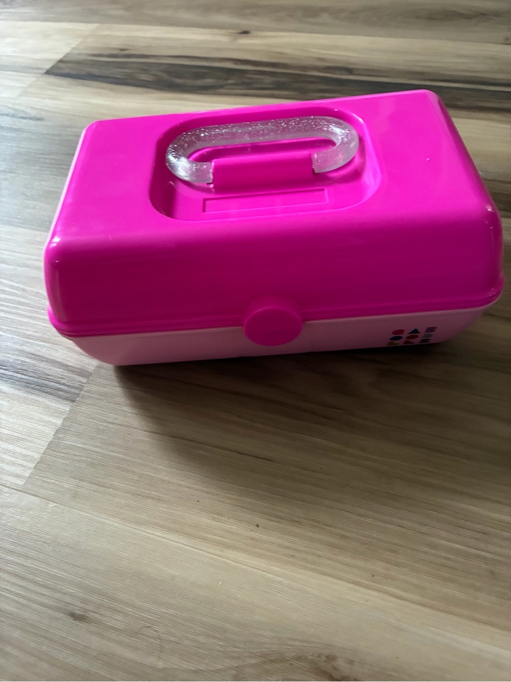 Bright Pink Plastic Carry Case with Clear Handle